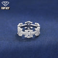 Luxury Hip Hop Full Moissanite Diamond Ring 925 Sterling Silver Hollow Mens Jewelry Gift Wholesale Geometric Ring