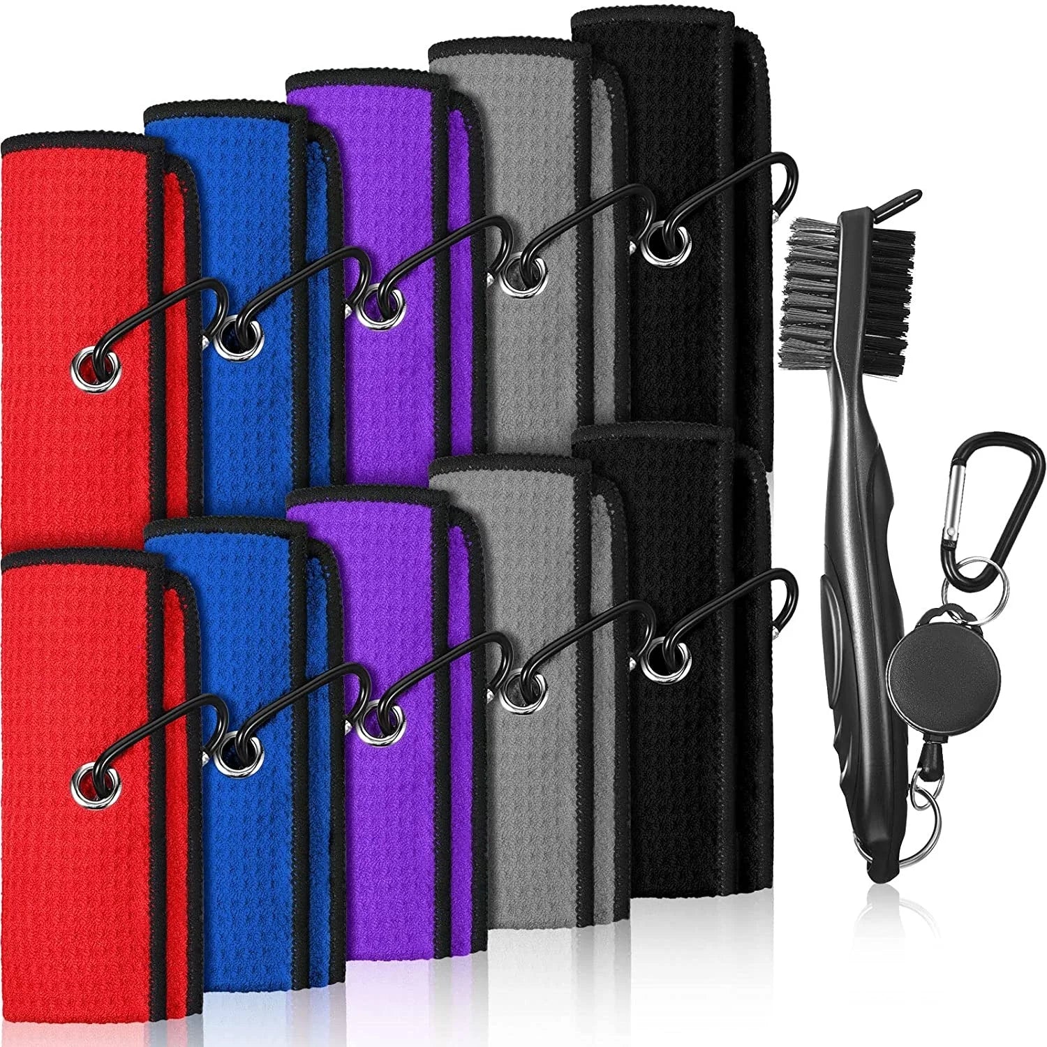 Custom Microfiber Waffle Golf Sports Towel Set Club Cleaning Brush Quick-Dry Eco-Friendly Solid Color Novelty for Adults Custom