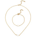 Original Luxury Women's Handmade Bridal Set Imitation Pearl Necklace & Bracelet Stainless Steel 18K Gold Plated for Weddings