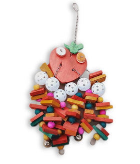 Colourful Eco-Friendly Wooden Block Cockatiel Toy with Bell and Parrots Knots Blocks-Chewing Toy Carton Packed