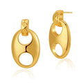 Minimalist 18K Gold Plated Oval Drop Earrings for Women Hollow Double Hole Dangle Earrings Trendy Jewelry for Daily Wear