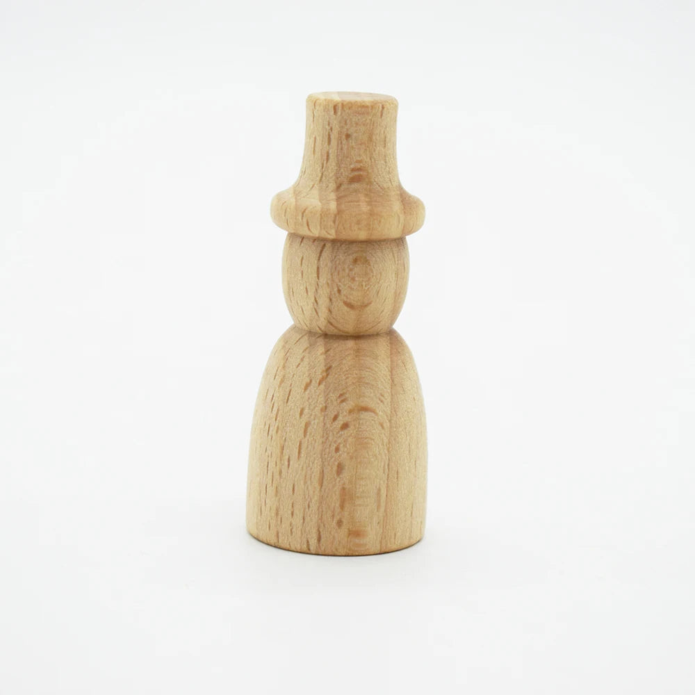 Waldorf Educational Toys Handwork Diy Natural Wooden Peg Dolls Christmas Snowman Shaped