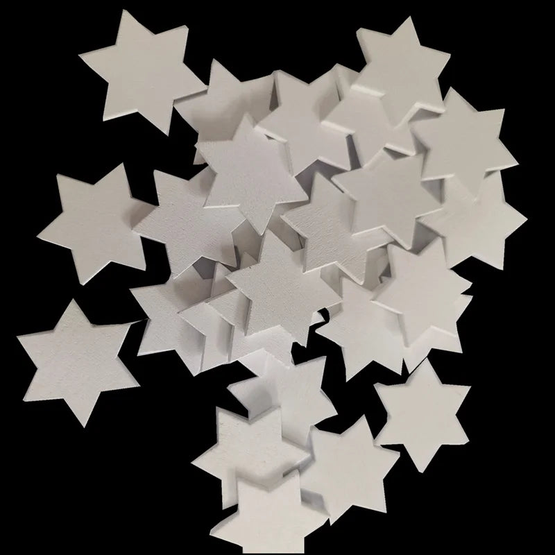Pentagram White DIY Wood Chip Painted Safe Home Decor Laser Cutting 2mm Thick Freestanding Customized Shape
