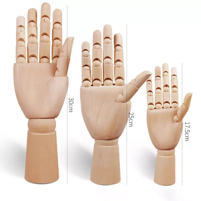 Factory Adjustable Wooden Hand Mannequins Retail Display Props Wood Hands with Flexible Joints for Jewelry Bag Scarf Display