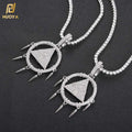 NUOYA Hip Hop Style Wisdom Wheel Pendant Cartoon Eye Design CZ Stone Silver Plated Custom Pendant Necklace Fine Jewelry for Men