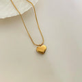 Thin Round Snake Chain Chubby Love Heart Necklace 18K Gold Plated Stainless Steel Necklaces for Women Cute Minimalist Jewelry