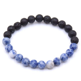 Latest Hot Sale 8MM Natural Lava Stone Elastic Beaded Bracelet Healing Energy Stretch Unisex Essential Oil Jewelry Making