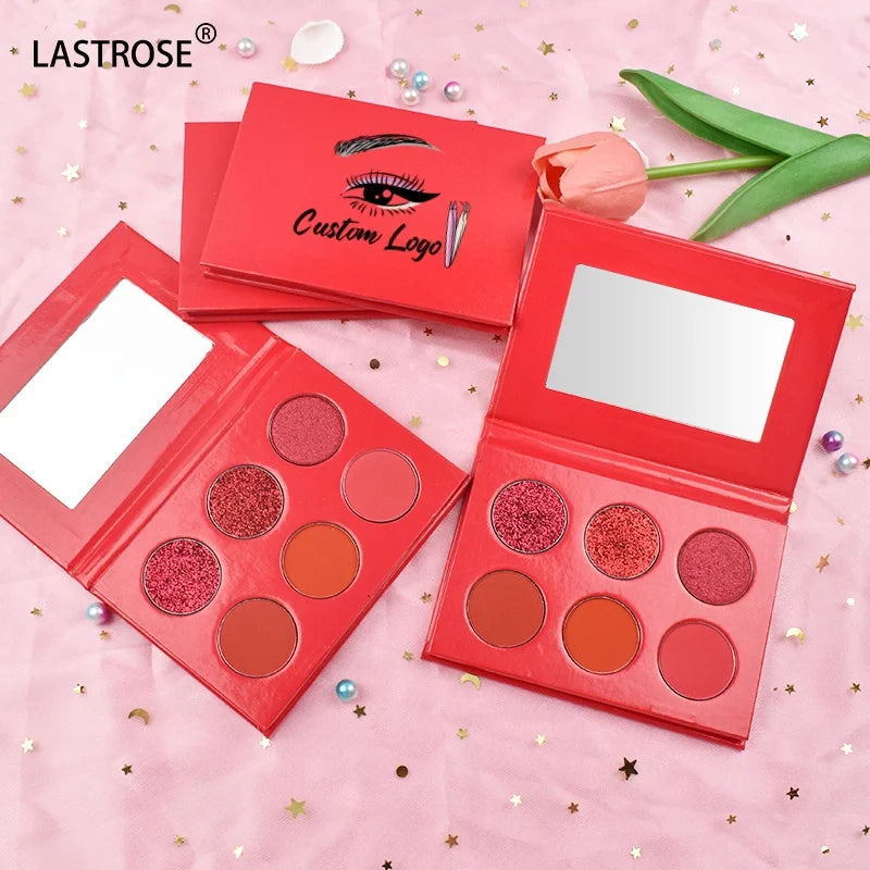 New Design Christmas Eye Shadow Wholesale Private Label Red 6-Color Eyeshadow Palette Makeup Glitter Shimmer Eye Shadow