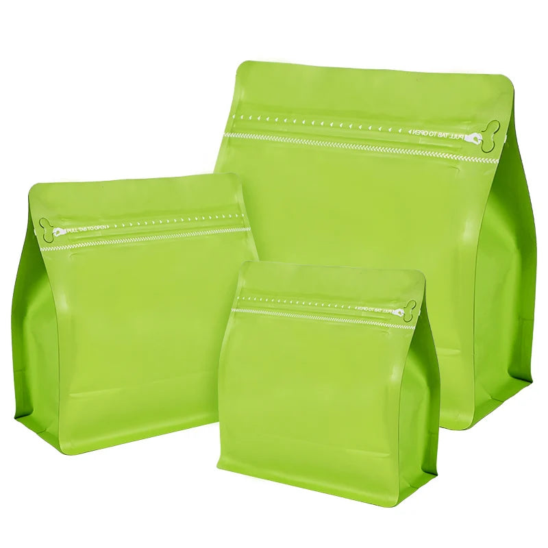 Stock Matte Green Gravure Printed Coffee Bags 32oz Zipper Top Moisture Proof Food Grade Square Bottom Packaging Pet Food Jelly