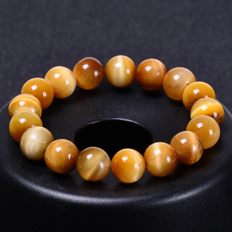 Natural Golden Tiger Eye Bracelet Tiger Eye Stone Yellow Tiger Eye Stone Men and Women Couple Crystal Bracelet