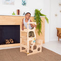 TOP Minimalist Multi-functional Wooden Montessori Folding Children Toddler Step Kitchen Helper Counter Stool Kids Slide Learning