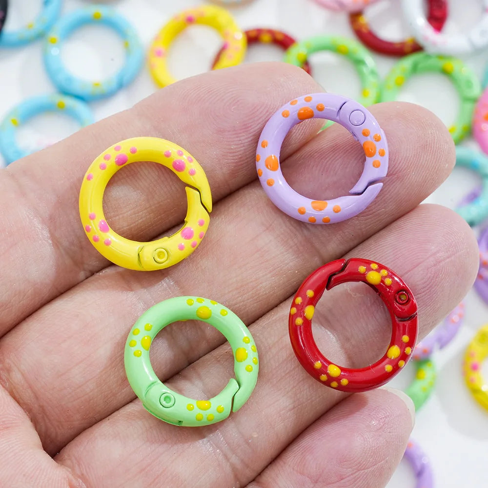 20mm DIY Mobile Phone Chain Keychain Baking Paint Hand-painted Claw Spring O Rings Round