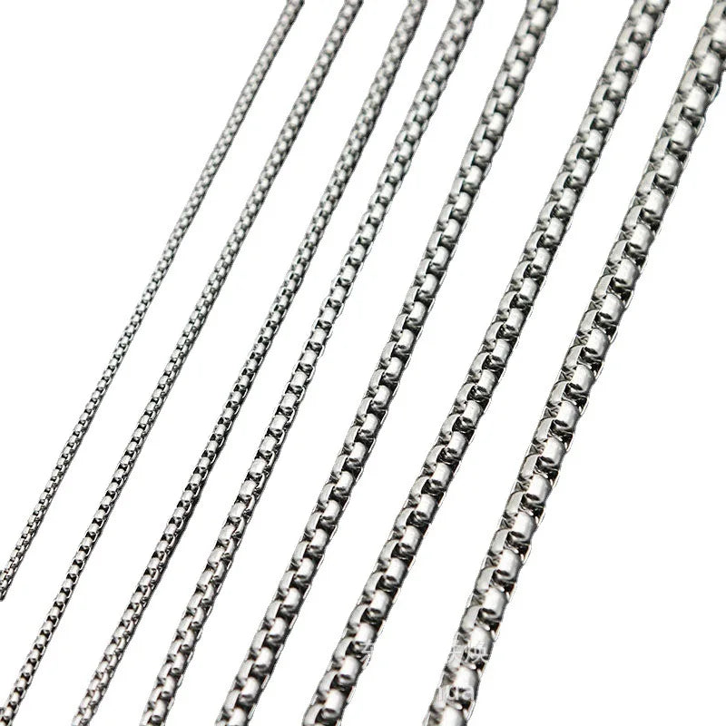1.5mm 2mm 2.5mm 3mm Selling in Meter Jewelry Accessories Stainless Steel Roll Square Chain Necklace for DIY Jewelry Making