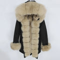 OFTBUY 2022 Winter Parka Waterproof Women's Jacket Natural Raccoon Fur Collar Rabbit Fur Liner Detachable Hood Long Length Coat