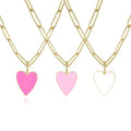 Hot Selling Stainless Steel Colorful Enameled Heart Pendant Necklace Gold Necklace for Women