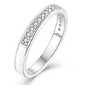 YILUN 925 Sterling Silver Wedding Band Ring Rhodium Plating CZ White Enamel Anniversary Engagement Ring Women's Fashion Jewelry