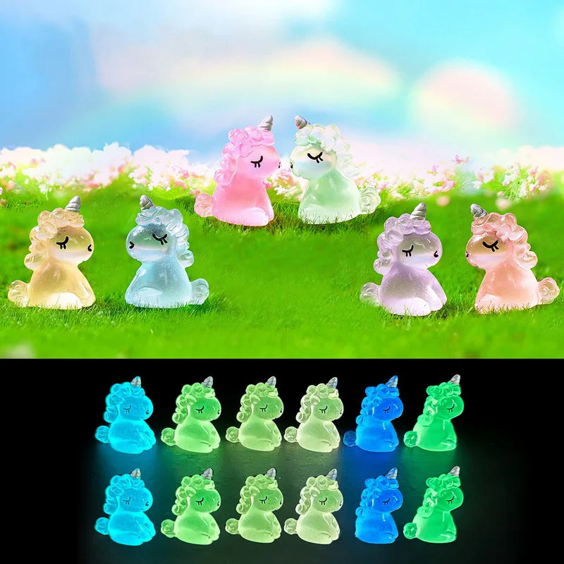 Wholesale Creative Animal Cartoon Unicorn Doll Creative Car Decoration Figurines Glow-in-the-dark