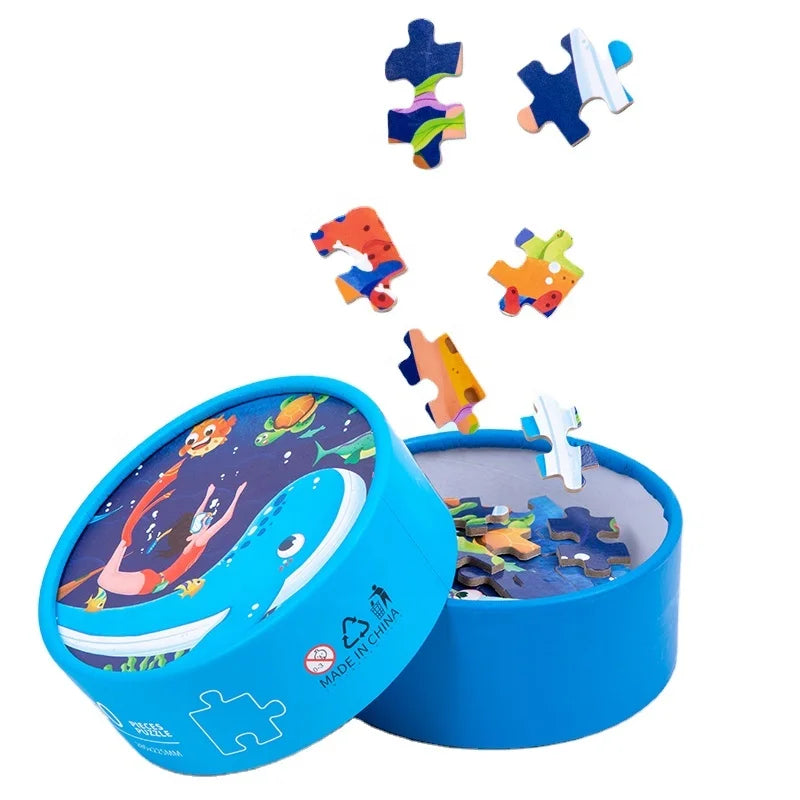 Wholesale 100pcs Paper Tube Jigsaw Puzzle Cartoon Puzzle Paper Tube Packaging Puzzle Game Cartoon Pattern Toy