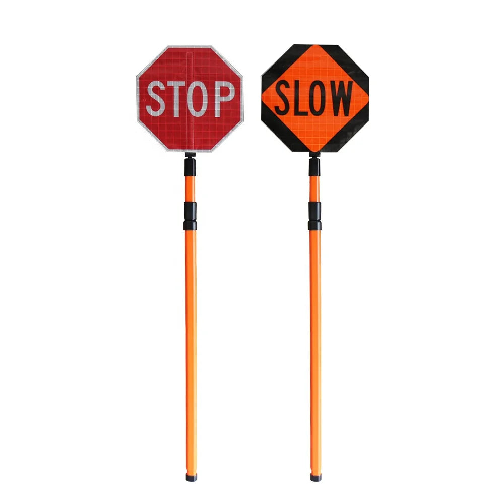 Flexible Road Stop Roll up Traffic Signs Stop / Slow Roll-Up Paddle Sign Features Roll-up Octagonal Sign