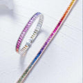 SGARIT Fine Jewelry Wholesale Rhodium Plated 925 Sterling Silver Women's Trendy Sapphire Bangle Bracelets-Party Wedding Gift