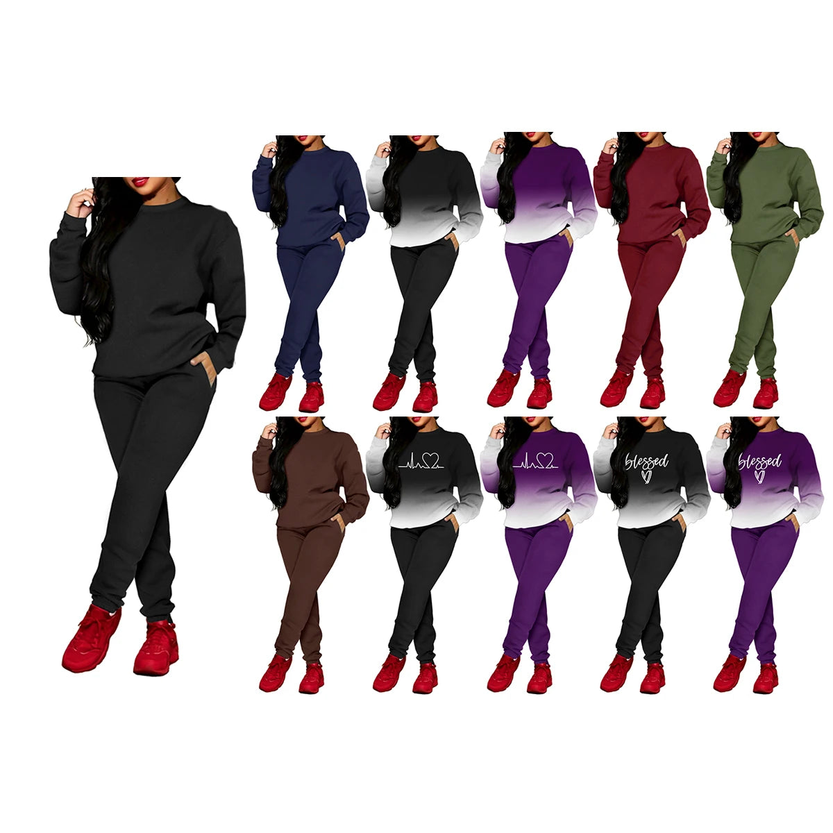 Women's Fashion Loose Long Sleeve Sweatpants Hoodie Set 2025 Streetwear OEM Wholesale Casual Two Piece Canvas Fabric