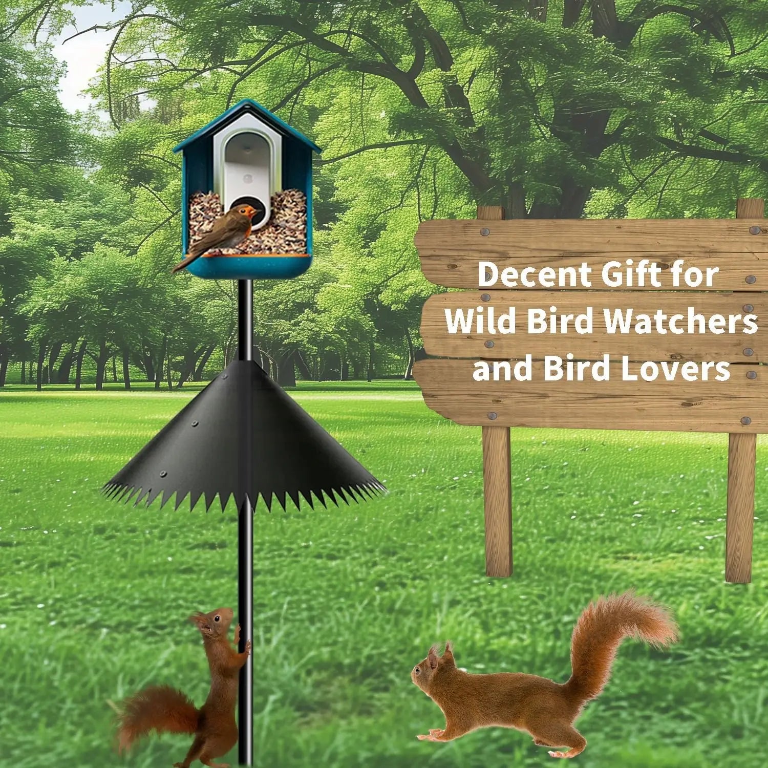 2025 Upgraded Eco-friendly PVC Squirrel-Proof Baffle Bird Feeder Poles Outdoor Wrap Pole Mount Guard Black 18-Inch Bird Feeders