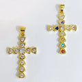 Factory Diy Punk Jewelry Copper Gold Plated Accessories Exquisite Colorful Zirconia Cross Necklace Pendant for Jewelry Making