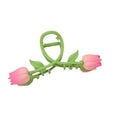 2023 New Claw Clip 3D Tulip Flower Hair Claws for Ladies Summer Flower Green Hair Claw