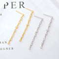 Wholesale Fashion Jewelry 925 Sterling Silver Circular Triangle Diamond Cubic Zircon Gold Plated Stud Earring Jewelry for Women