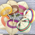 Natural Multi Color Painted Hand Fans Palm Leaf Eco-Friendly Hand-woven Bamboo Straw Home Decoration