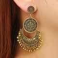 Vintage Flower Bell Pendants Large Hoop Earrings New Arrive Alloy Tassel Earrings for Ladies