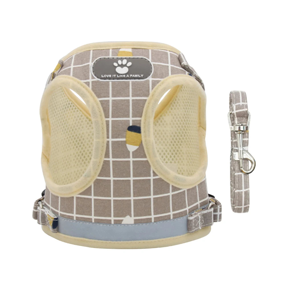 Fashionable Waterproof Mesh High-End Breathable Adjustable Dog Harness Set Cotton Dog Pet Harness