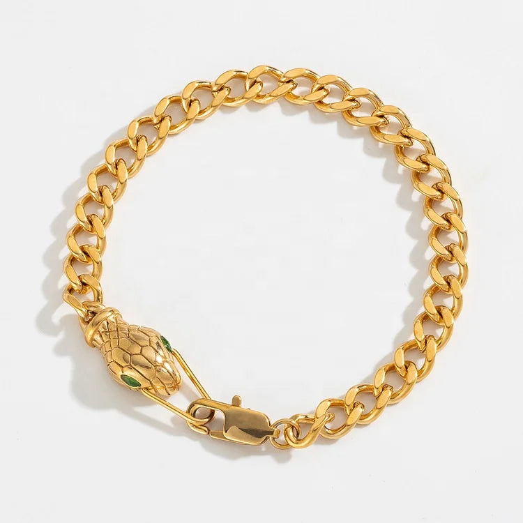 MICCI New Design Wholesale Custom logo 18k Gold Plated Jewelry Women's Stainless Steel Snake Head Charm Bracelets