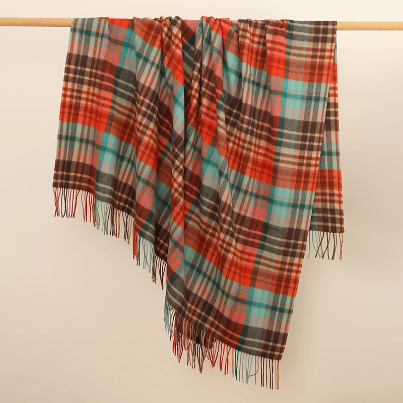 Custom 195*140+10*2cm Bed Sofa Woven Plaid Wool Thicken Throw Picnic Outdoors Travel Home Tartan Textile Fleece Blanket