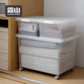 SHIMOYAMA PP Storage Boxes Large Capacity Multiple Uses Frosted Matte Storage Boxes Plastic Container with Wheels MegaBDM