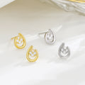 Personality 925 Sterling Silver 18K Gold CZ Diamond Water Drop Shaped Stud Earrings for Women Girls