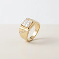 HQ Gems IIG 18K Yellow Gold Men Rings 2 Carats D VS1 Princess Cut Lab Diamond Engagement Ring