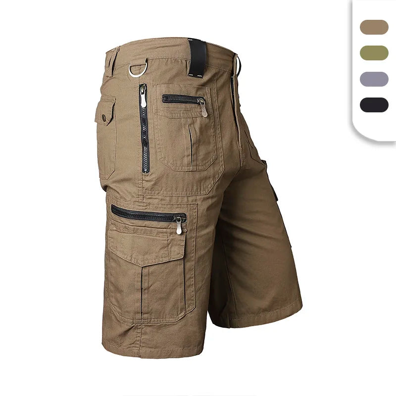 Men's Summer Above Knee Shorts with Multiple Pockets Cotton Chino Zip Pocket and Classic Waist Cargo Big Size Shorts