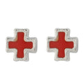 Wholesale Green Enamel Cross Beads Silver-Toned Christian Religious Jewelry Components 10mm DIY Beading Supplies for Rosaries
