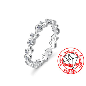 Fine Jewelry Diamond S925 Sterling Silver Platinum Plated Engagement Wedding Rings Women's D Color VVs1 Brilliant Cut Prong