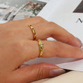 Waterproof 18K Gold Plated Jewelry Cubic Zircon Irregular Chunky Rings Stainless Steel CZ Thick Ring Women Christmas Gift Party