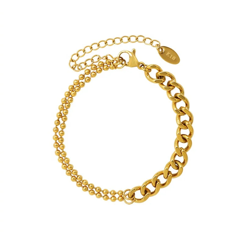 Wholesale Jewelry Fancy Stacking Stainless Steel Hip Hop Chain Links Bracelet for Girls