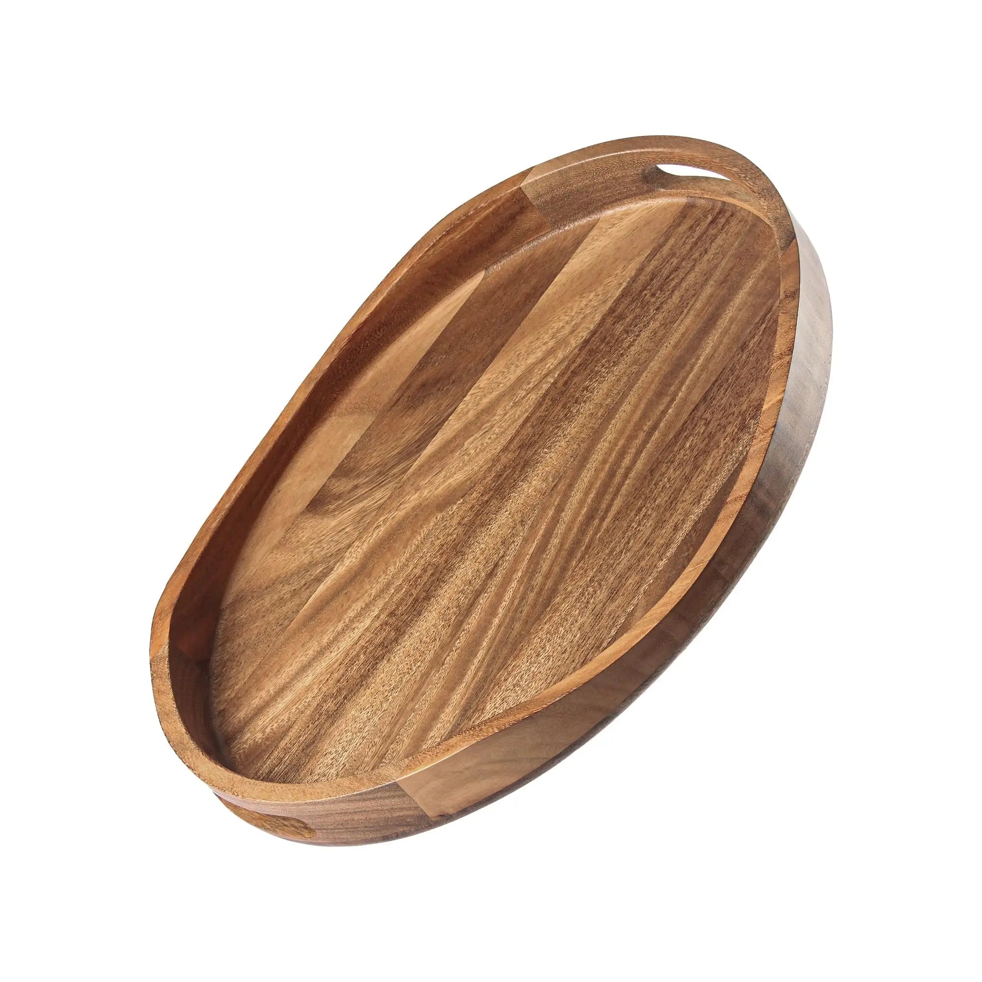 Long-Lasting Acacia Wood Serving Tray with Handles Decorative Tray for Living Room Coffee Table Breakfast in Bed Candle Display