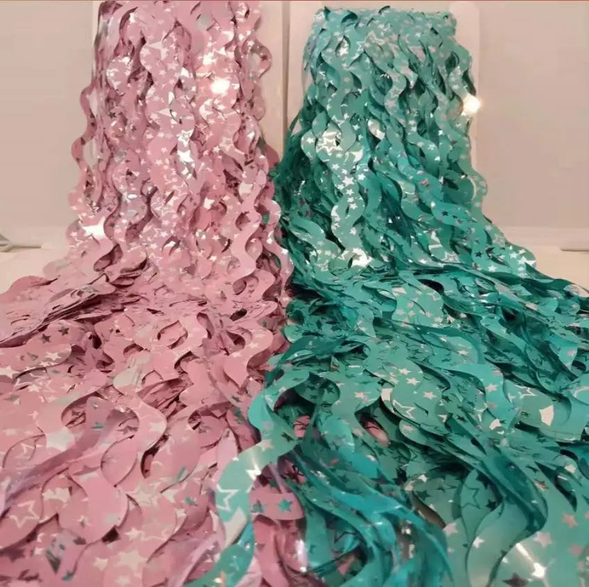 3.2X6.56 ft Metallic Tinsel Foil Fringe Curtains Wave Stars Party Photo Backdrop Wall Party Shimmer Streamers Decorations