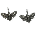 Silver Death Head Earrings  Goth Insect Earrings Esoteric Moth Jewelry