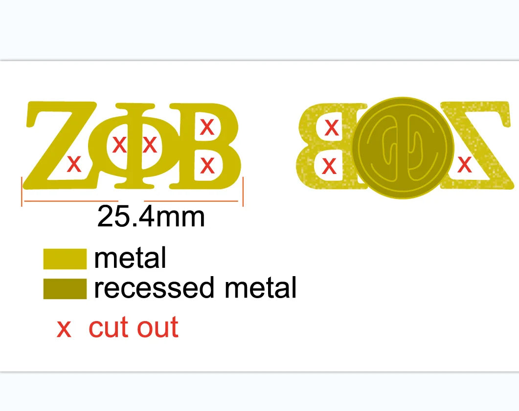 Small MOQ Ready Molds Greek Letter Sorority ZPB OPP  DST KAP Badge Pin  Letter Pin with Backing Cards