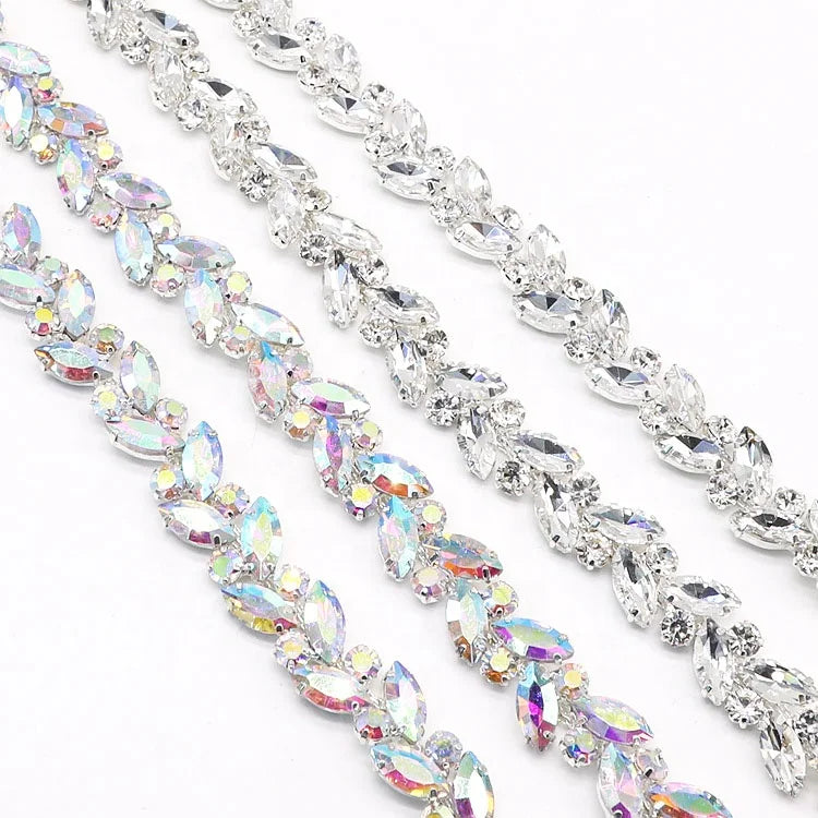 New Arrivals Fancy Crystal Rhinestone Cup Chain Sew on 7*15 mm Horse Eye for DIY Accessories