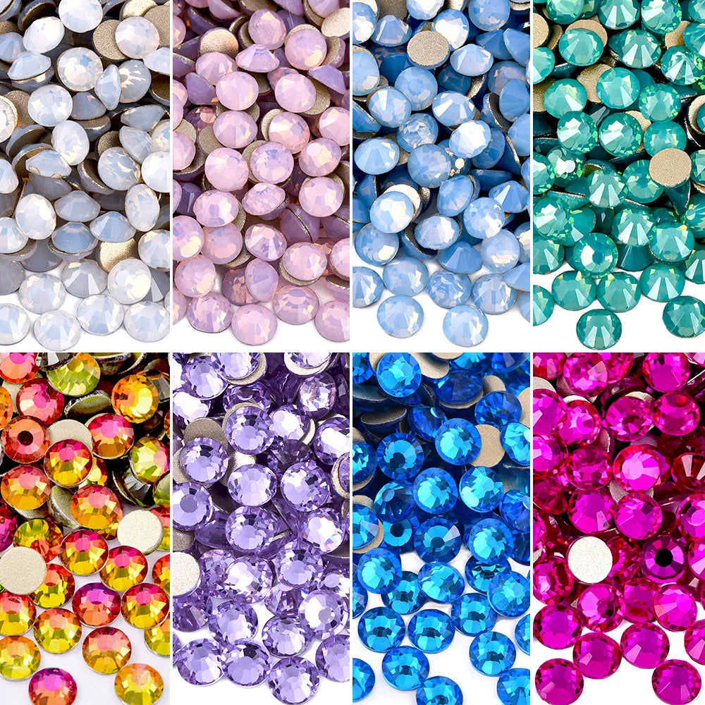 SS3-SS30 1440pcs Gold Back Glass Flatback Crystal Rhinestones Non Hotfix Strass for Nail Bow Decoration