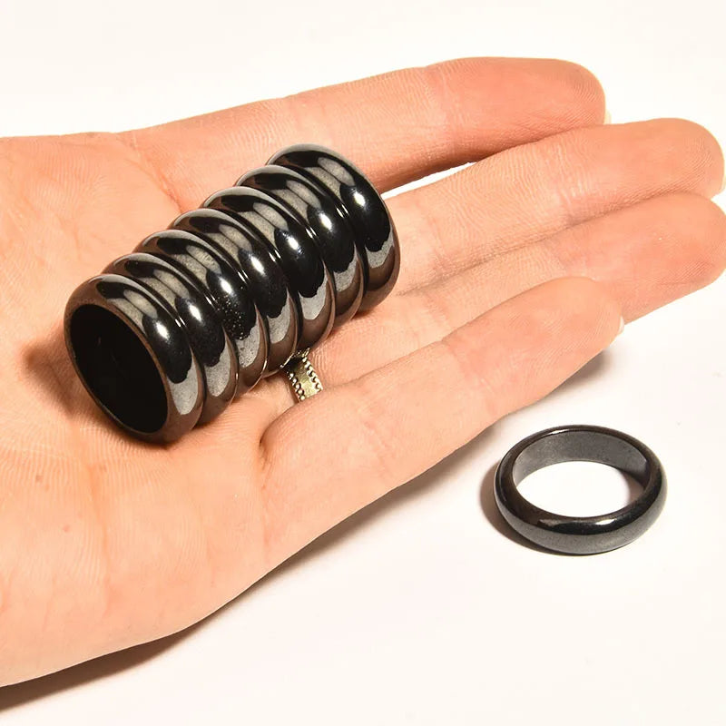 New Hot Natural Hematite Rings Jewelry Black 6mm Absorb Negative Energy Genuine Hematite Rings for Men Women