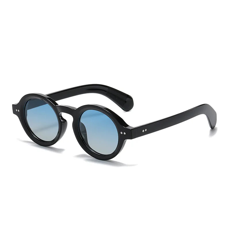 Logo Custom Retro Rivets Anti Blue Light Glasses Clear Lens UV400 Polarized Punk Round Sunglasses Men Women